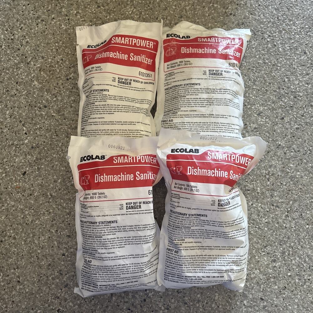 Lot of 4x Ecolab Smartpower Dishmachine Sanitizer (4000 Tablets) 6101357